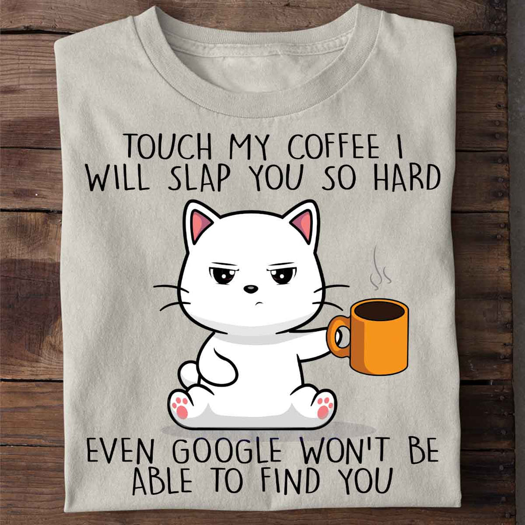 Grinig Katt T-shirt med Kaffetryck