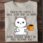 Grinig Katt T-shirt med Kaffetryck