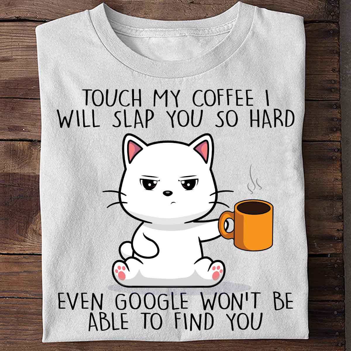 Grinig Katt T-shirt med Kaffetryck