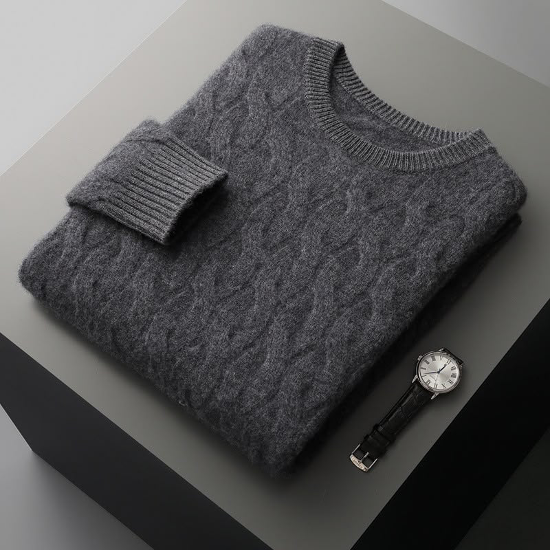 Kabelstickad-kashmirtroja-mork-gra - Dammode [product_title] [variant_title] dam basplagg