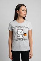 Grinig Katt T-shirt med Kaffetryck