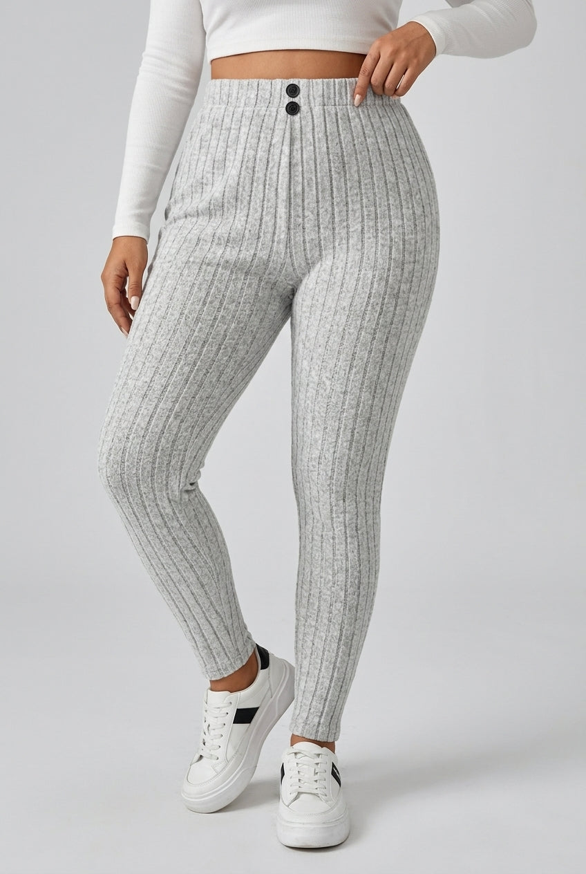 Ribbstickade Plus Size Byxor