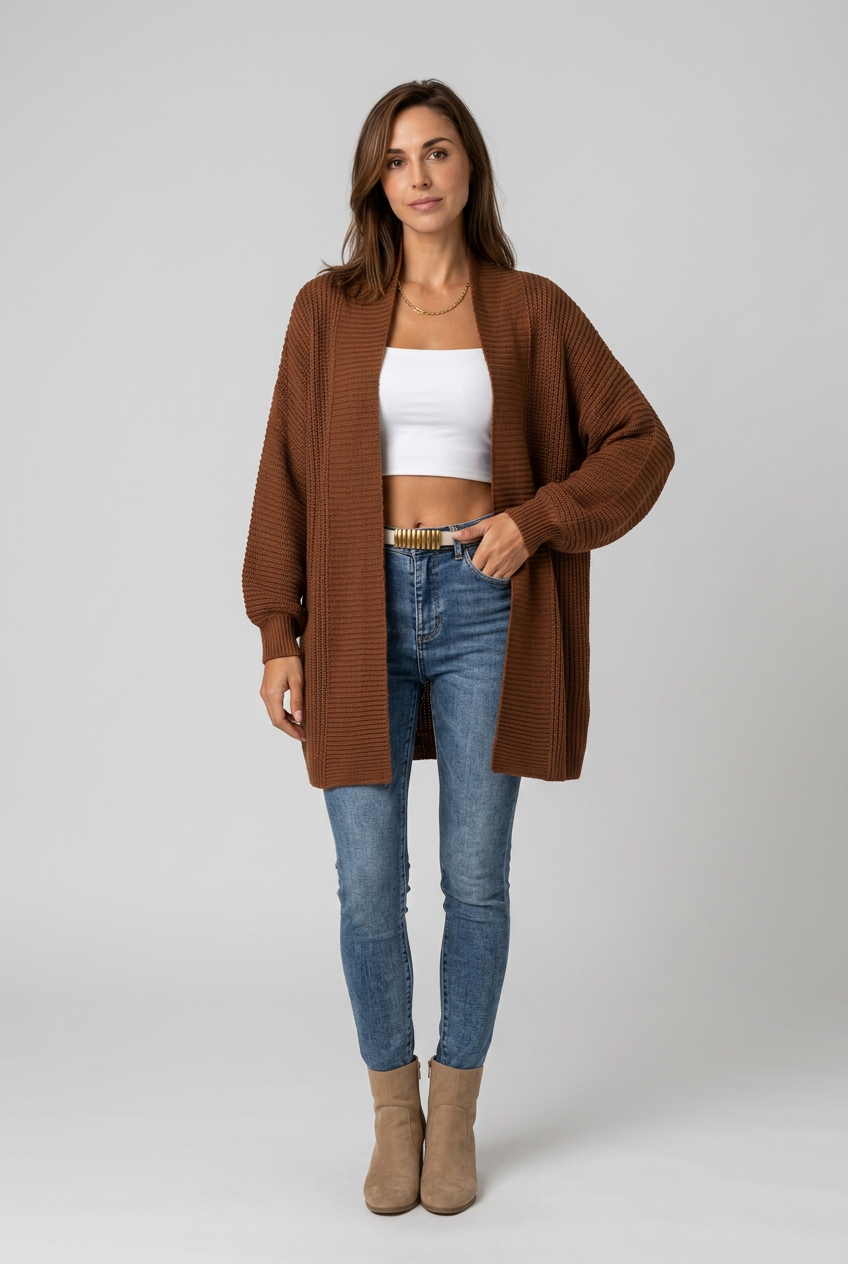 Stickad-Cardigan-brun-1 - Dammode [product_title] [variant_title] dam basplagg