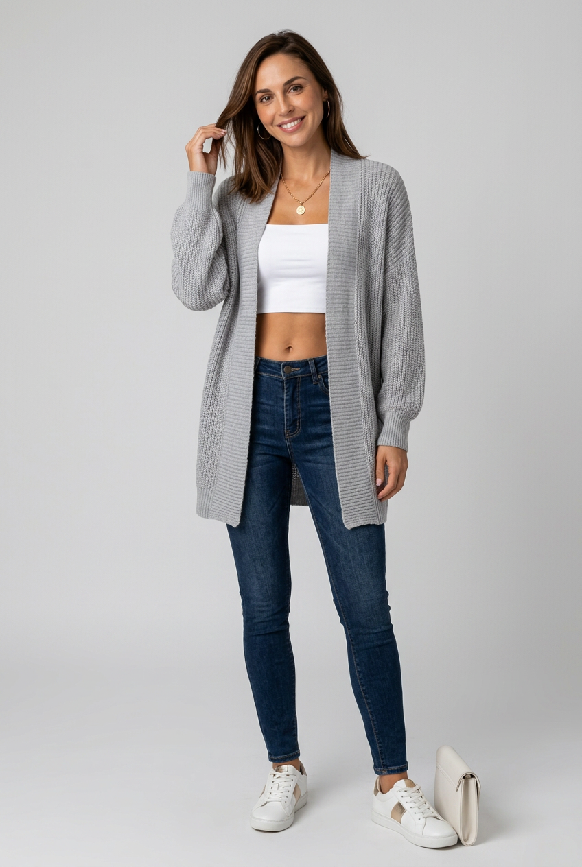 Stickad-Cardigan-gra-1 - Dammode [product_title] [variant_title] dam basplagg