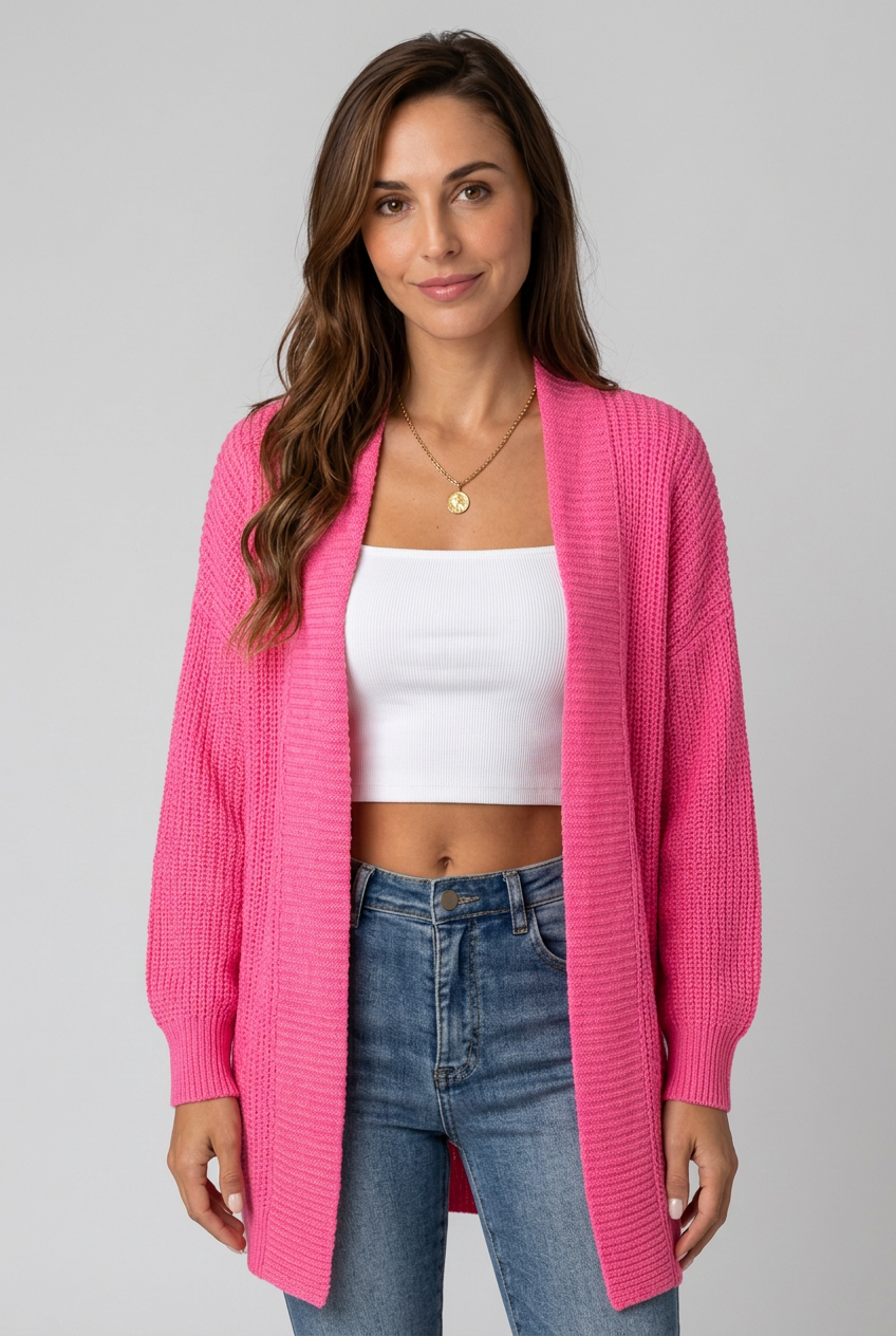 Stickad-Cardigan-rosa - Dammode [product_title] [variant_title] dam basplagg