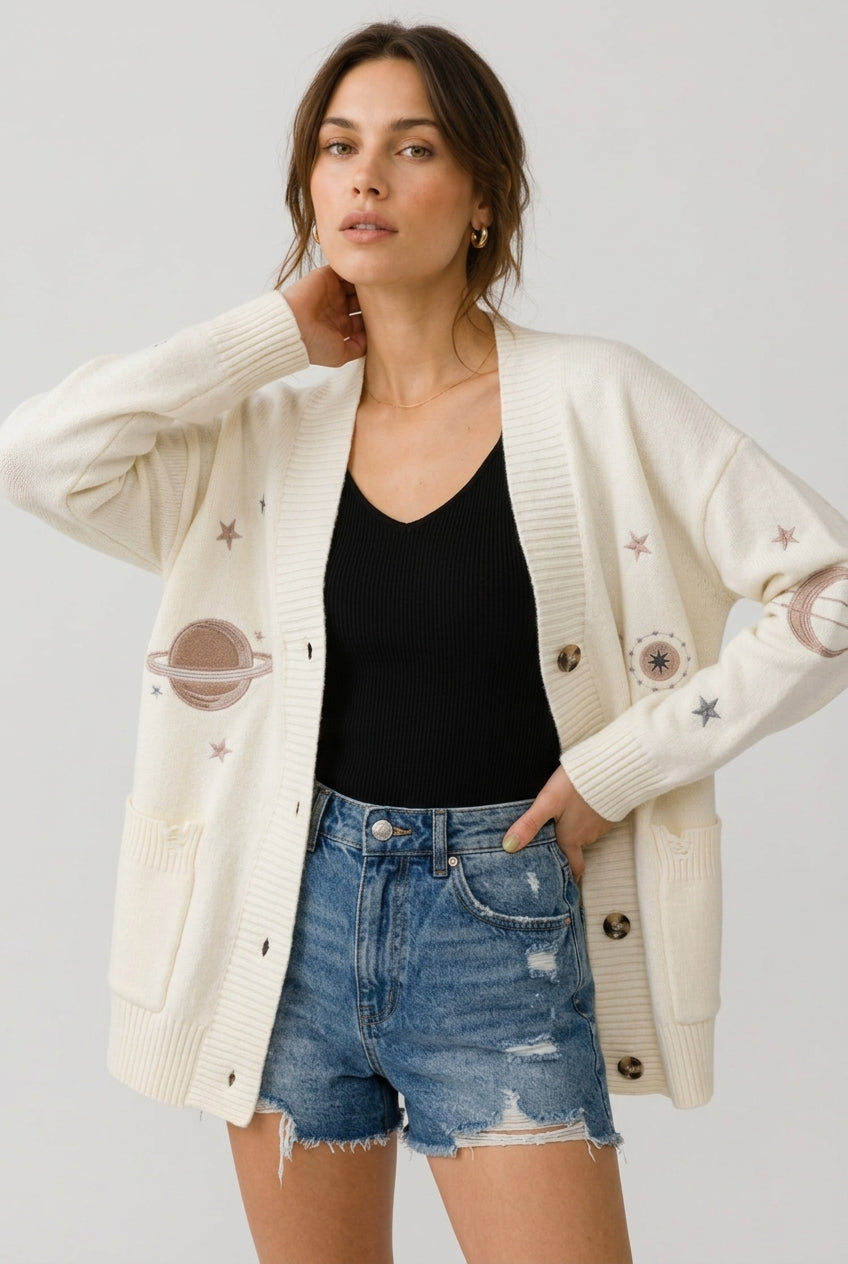 Lång Stickad Cardigan One Size