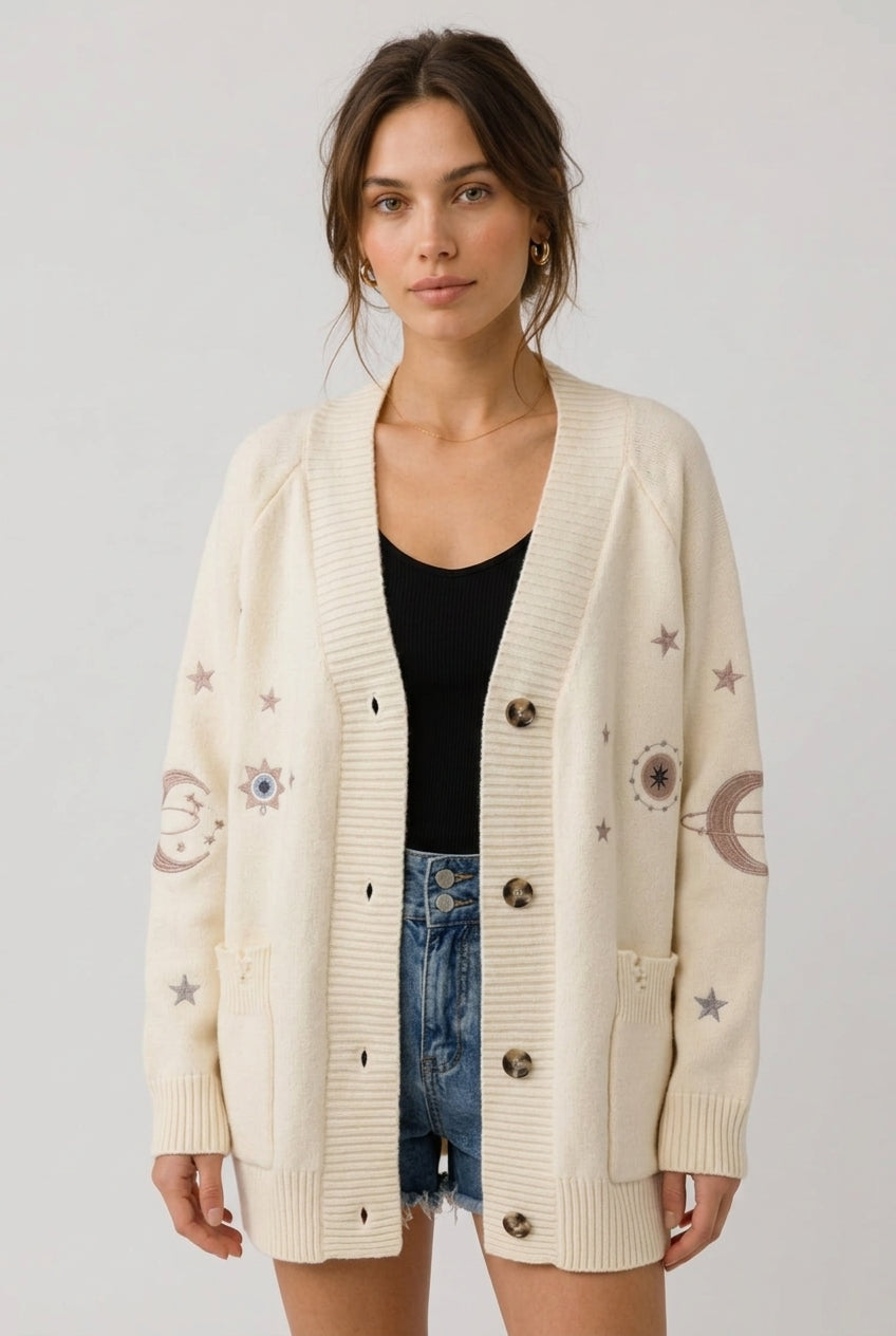 Lång Stickad Cardigan One Size