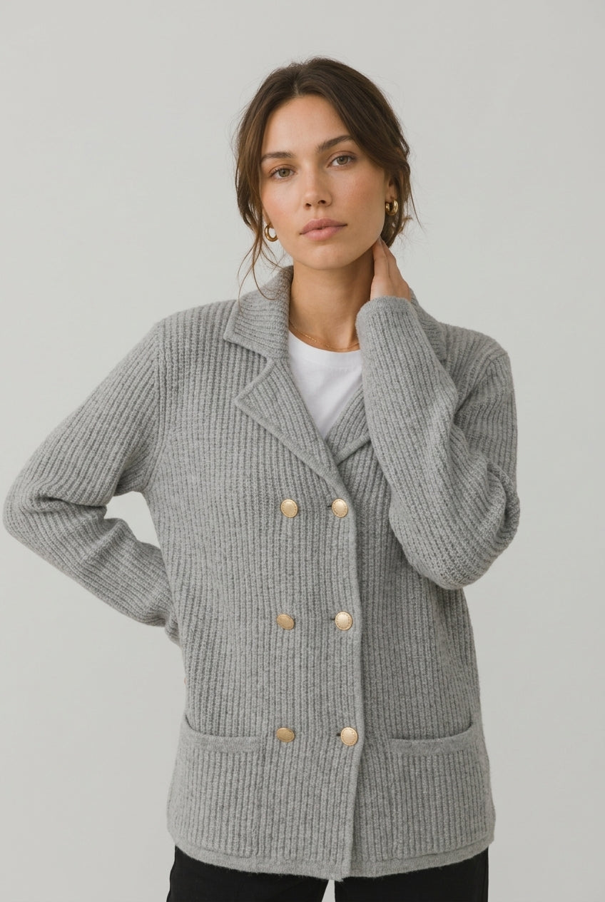 Stickad Cardigan med Krage