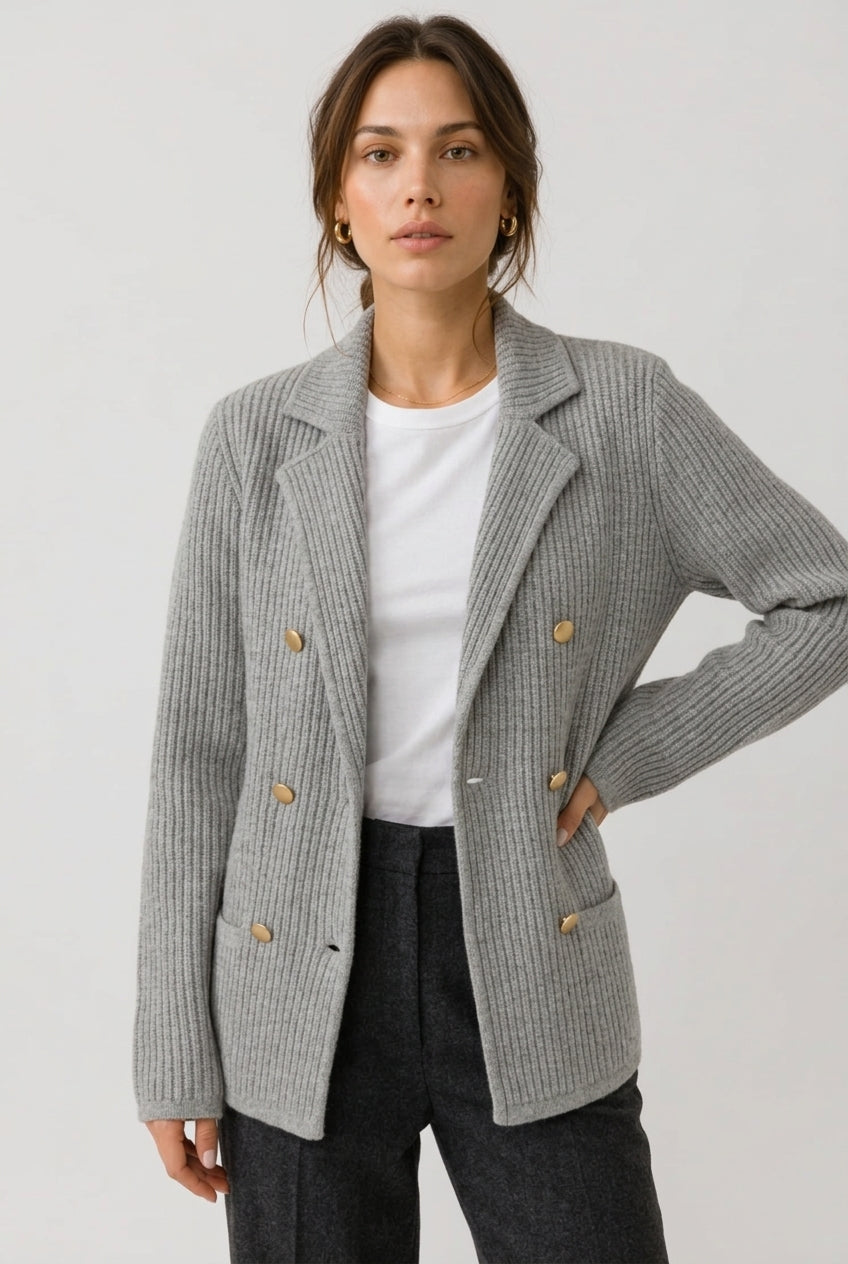 Stickad Cardigan med Krage