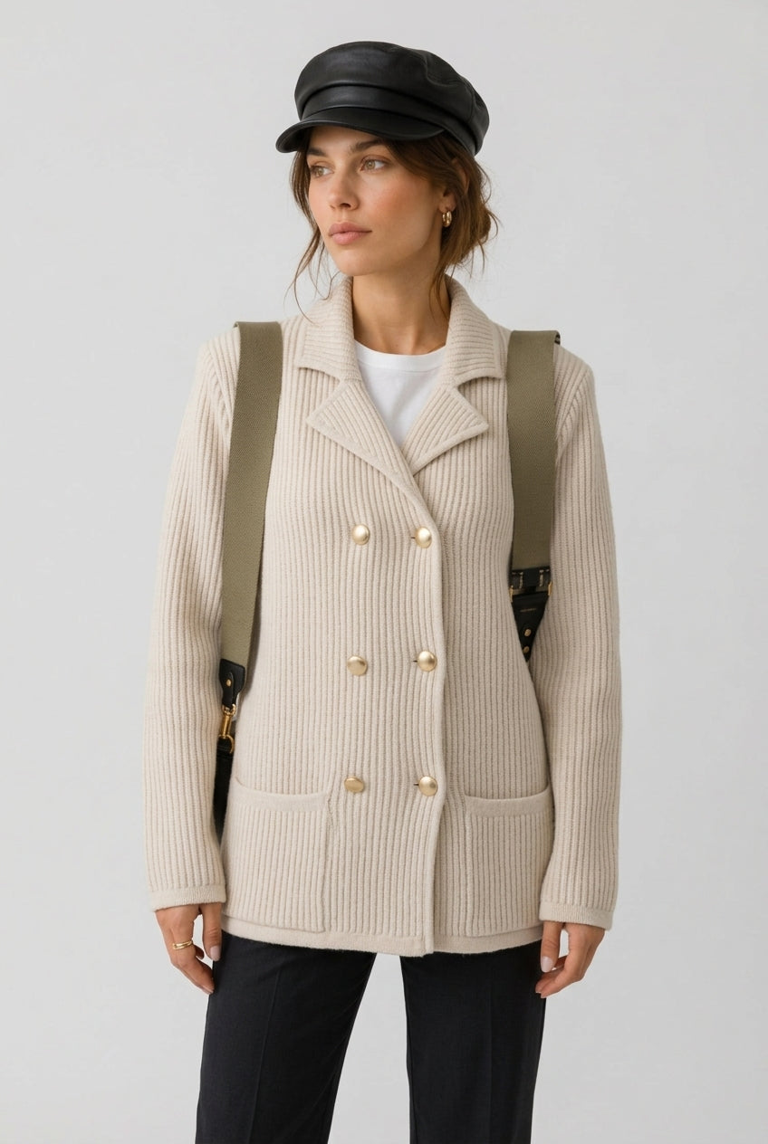 Stickad Cardigan med Krage