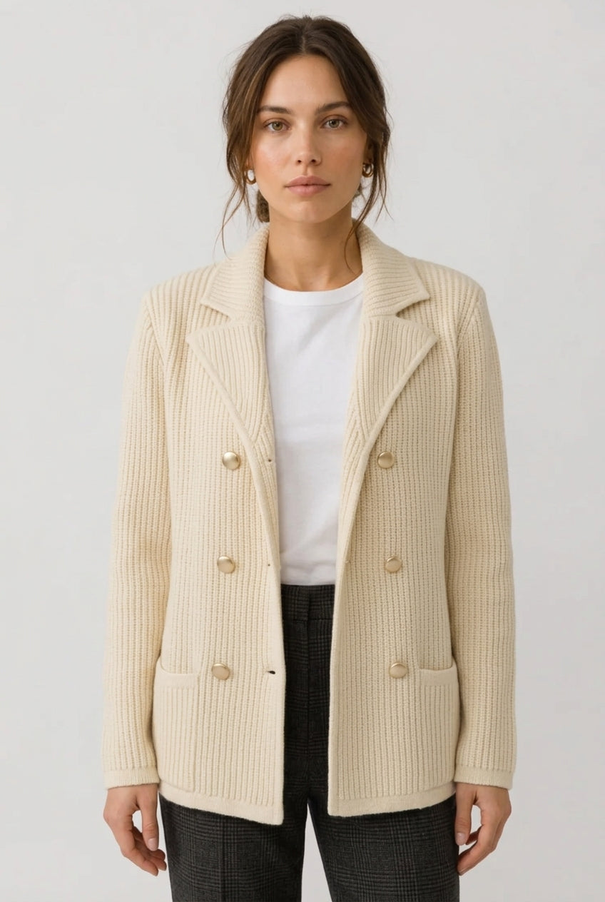 Stickad Cardigan med Krage