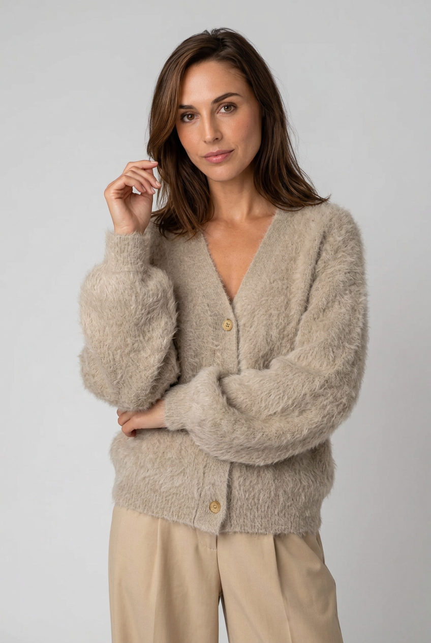 dammode-mjuk-fluffig-cardigan-aprikos - Dammode [product_title] [variant_title] dam basplagg
