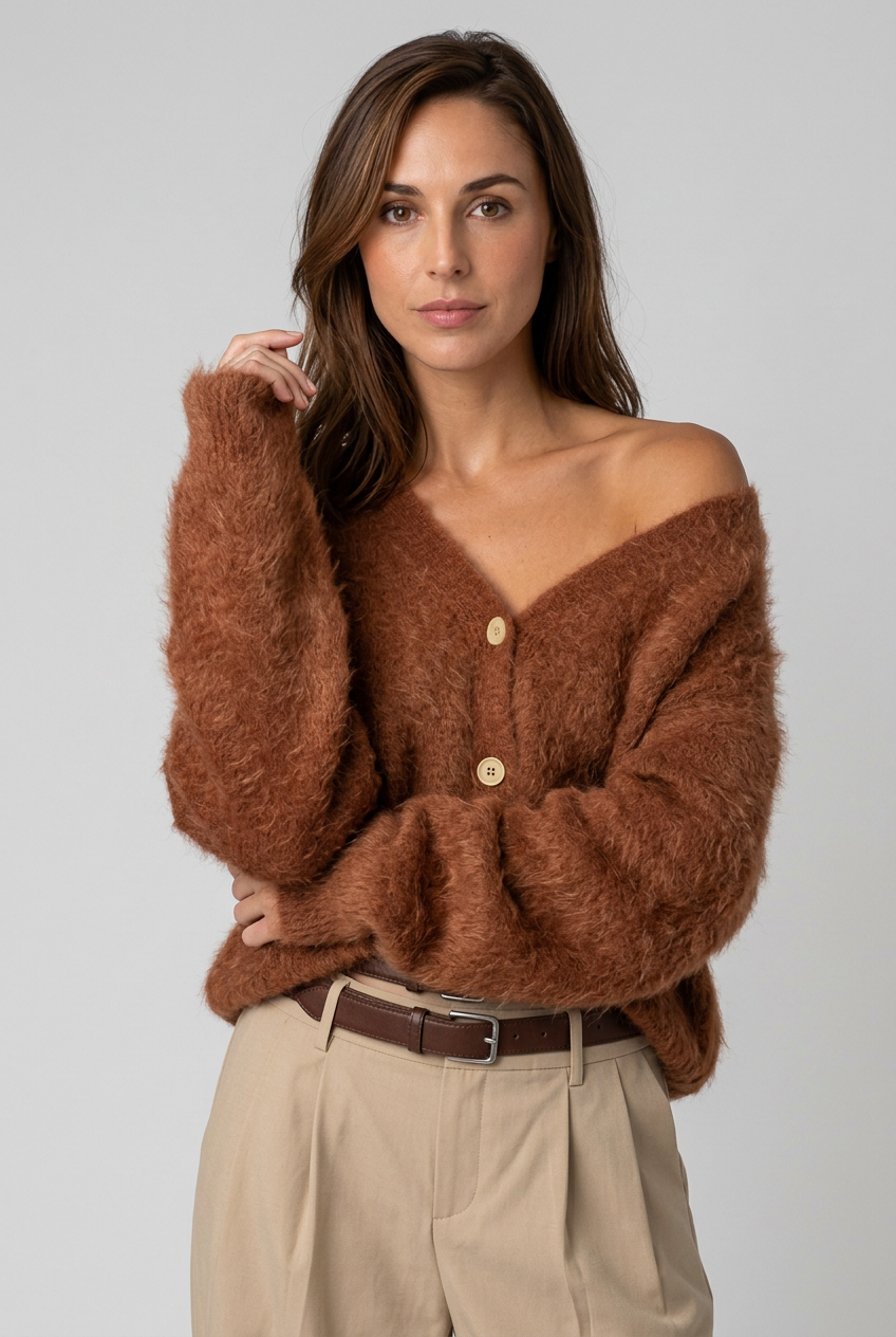 dammode-mjuk-fluffig-cardigan-brun-2 - Dammode [product_title] [variant_title] dam basplagg