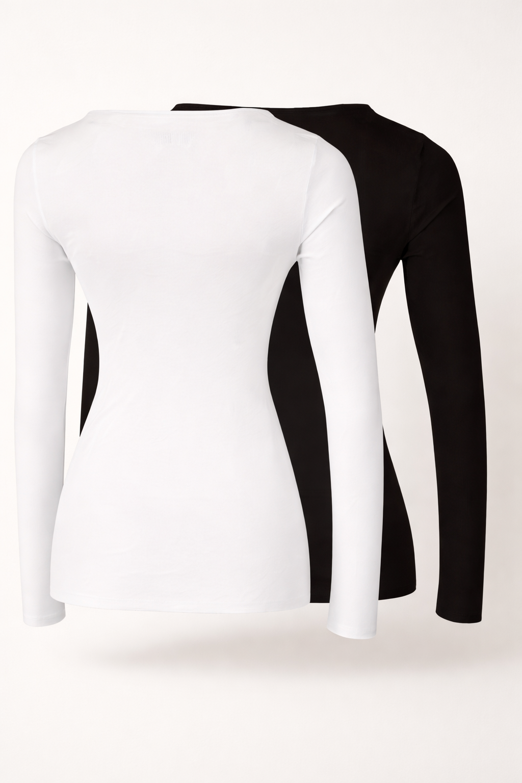 Black and white long-sleeve shirt on a white background