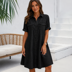 dammode-v-ringad-midiklanning-knappar-dam-svart - Dammode [product_title] [variant_title] dam basplagg