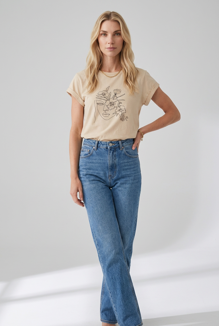 Floral Line Art T-shirt