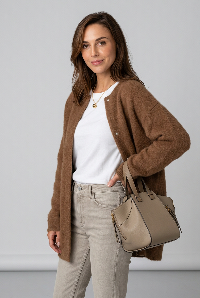 lang-stickad-cardigan-med-knappar-dam-brun-4 - Dammode [product_title] [variant_title] dam basplagg