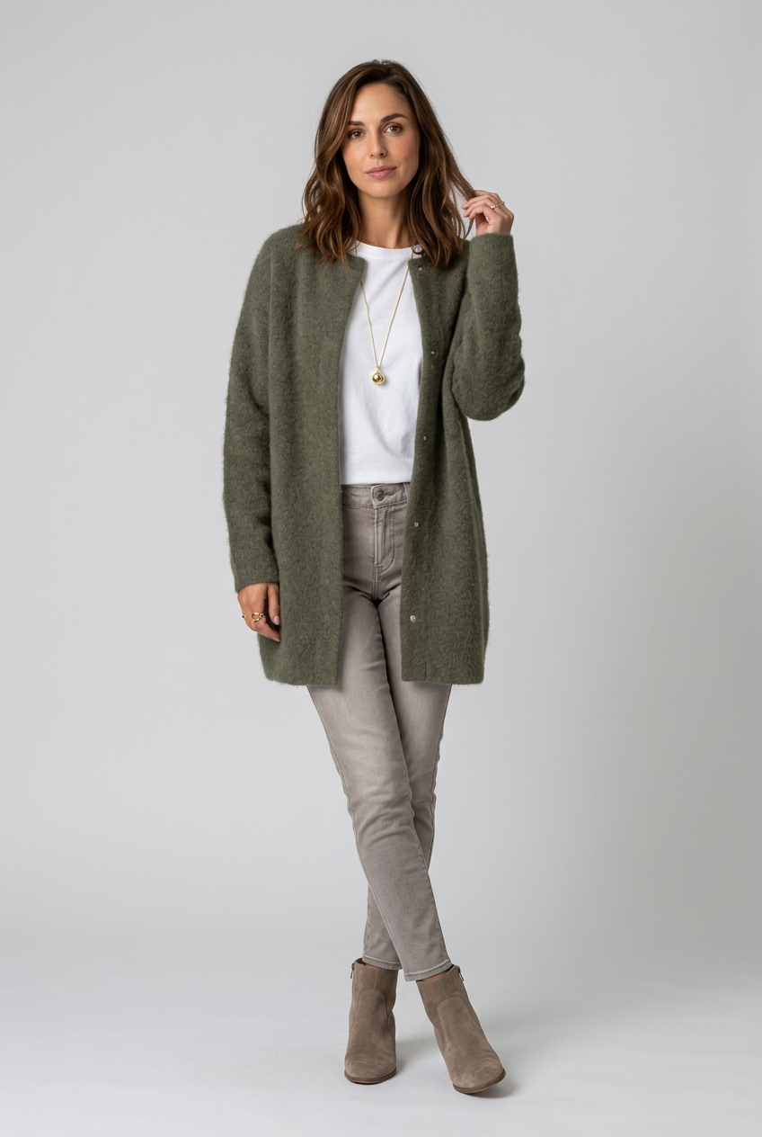 lang-stickad-cardigan-med-knappar-dam-gron - Dammode [product_title] [variant_title] dam basplagg
