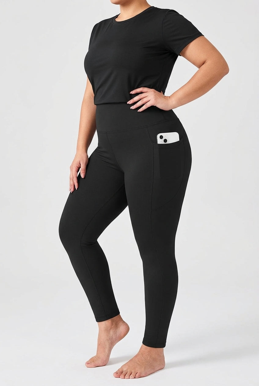 Mila Plus Size Träningstights med Fickor