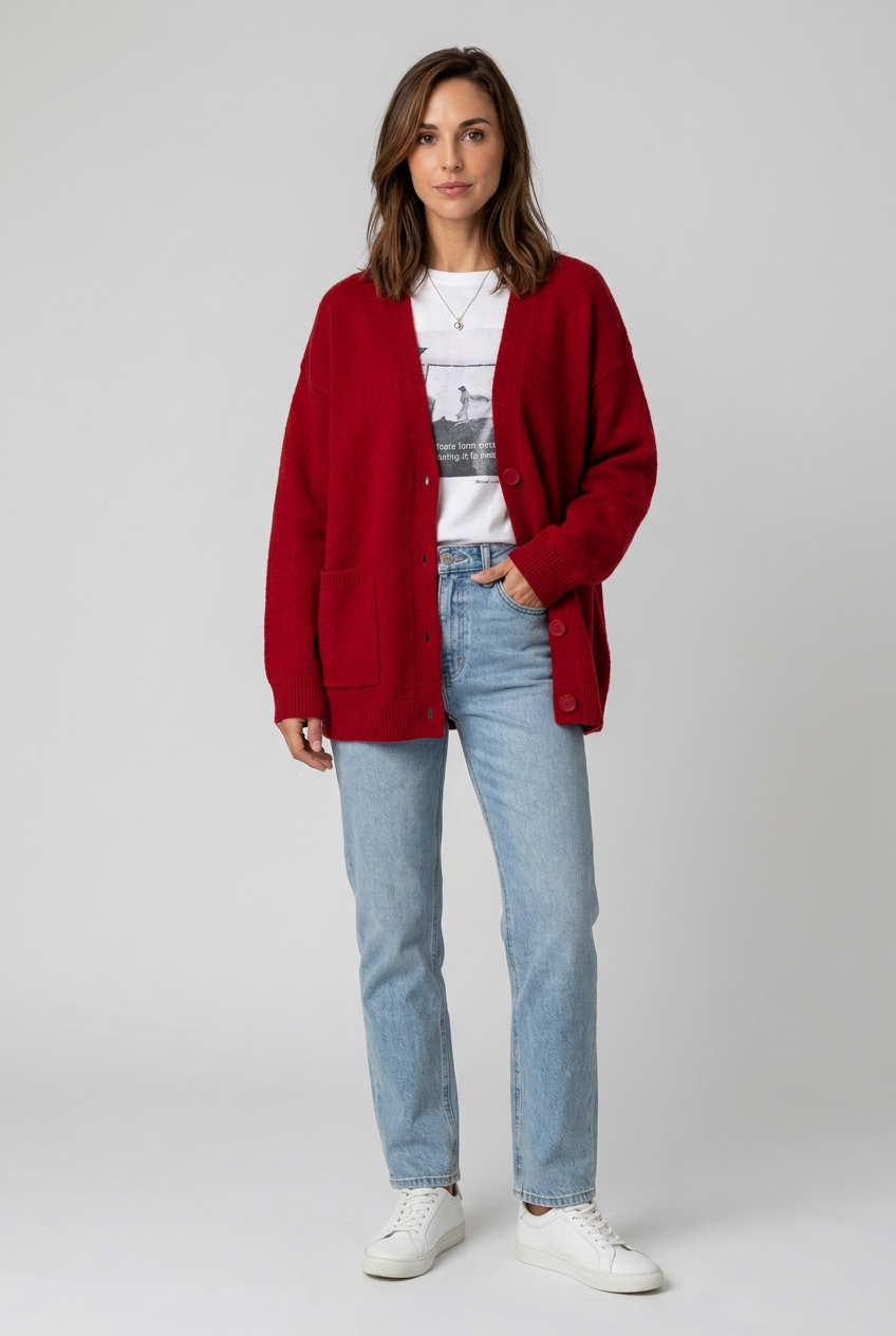mjuk-stickad-cardigan-dam-ROD - Dammode [product_title] [variant_title] dam basplagg