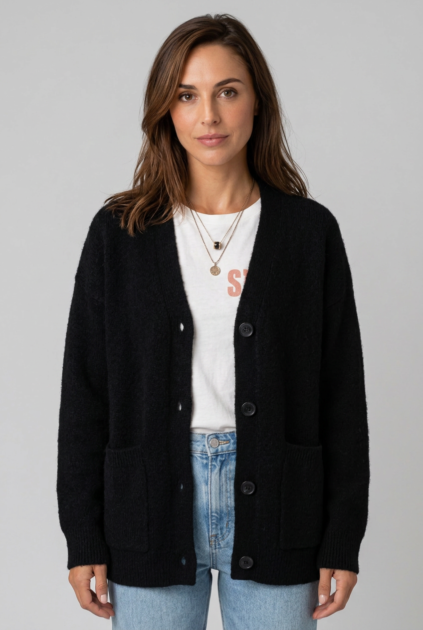 mjuk-stickad-cardigan-dam-SVART-1 - Dammode [product_title] [variant_title] dam basplagg