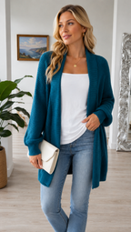 oversize stickat cardigan dammode sverige 2026 grön blå
