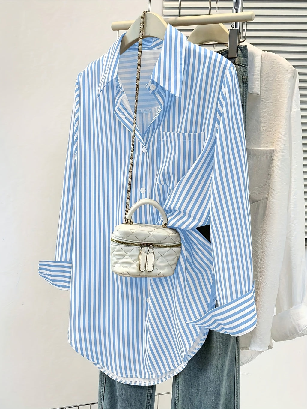 Randig Skjortblus Oversize