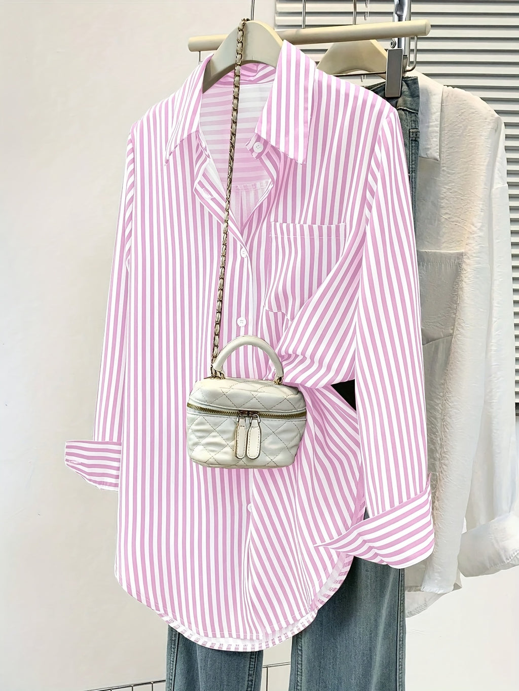 Randig Skjortblus Oversize