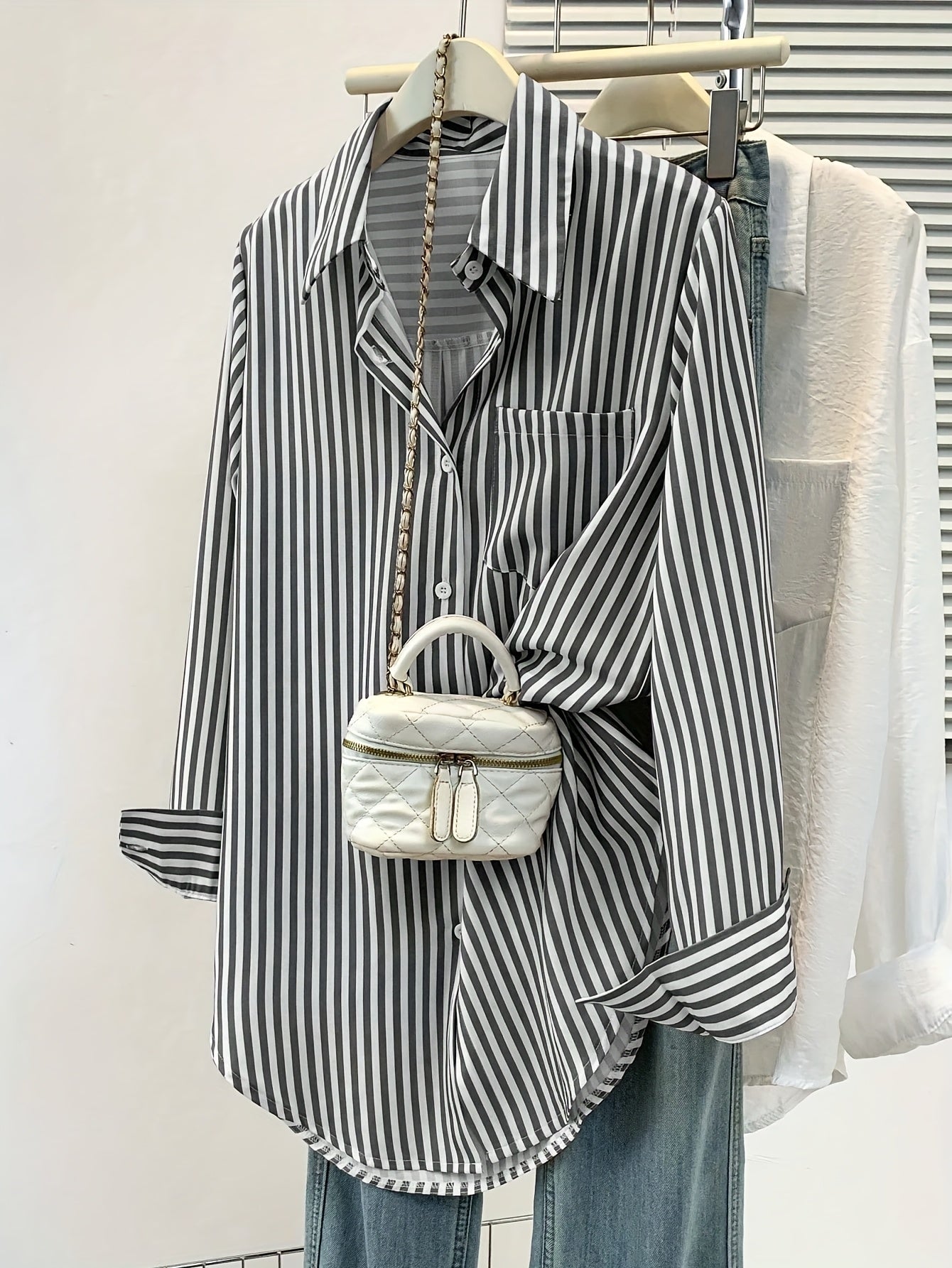 Randig Skjortblus Oversize
