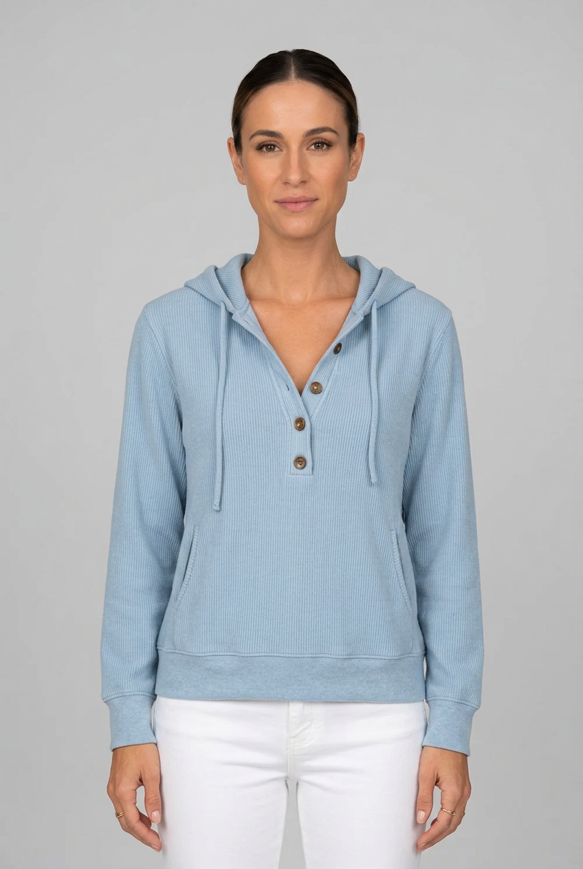 ribbad-hoodie-med-knappar-dam-blA. - Dammode [product_title] [variant_title] dam basplagg