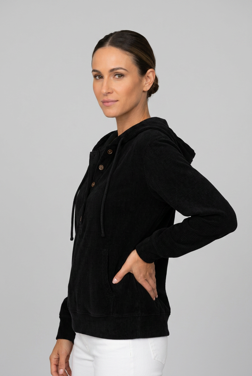 ribbad-hoodie-med-knappar-dam-svart.-1 - Dammode [product_title] [variant_title] dam basplagg
