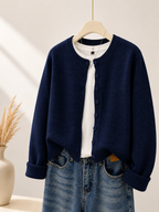 stickad kofta dam navy 