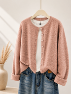 stickad kofta dam rosa 