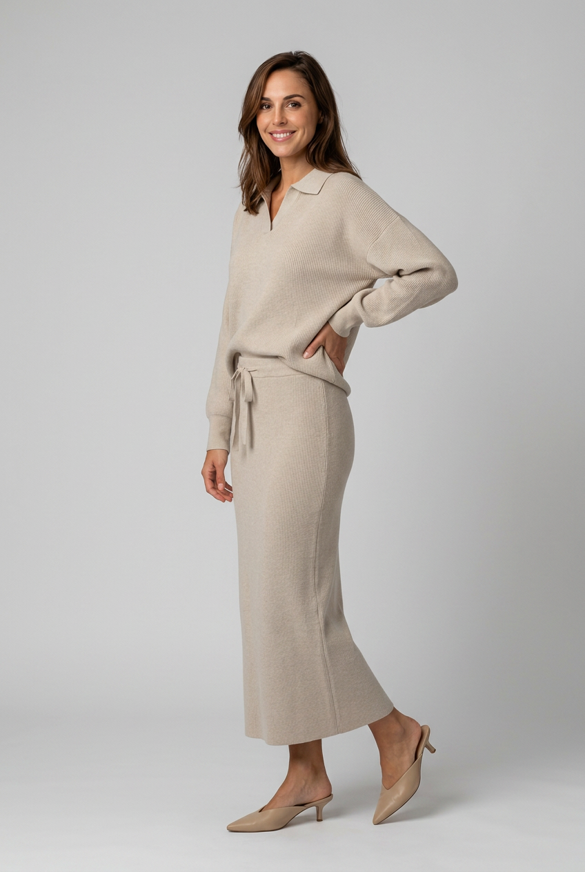 stickat-tvadelat-set-troja-midikjol-beige-1 - Dammode [product_title] [variant_title] dam basplagg