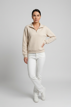 waffle-zip-sweatshirt-dam-cream - Dammode [product_title] [variant_title] dam basplagg