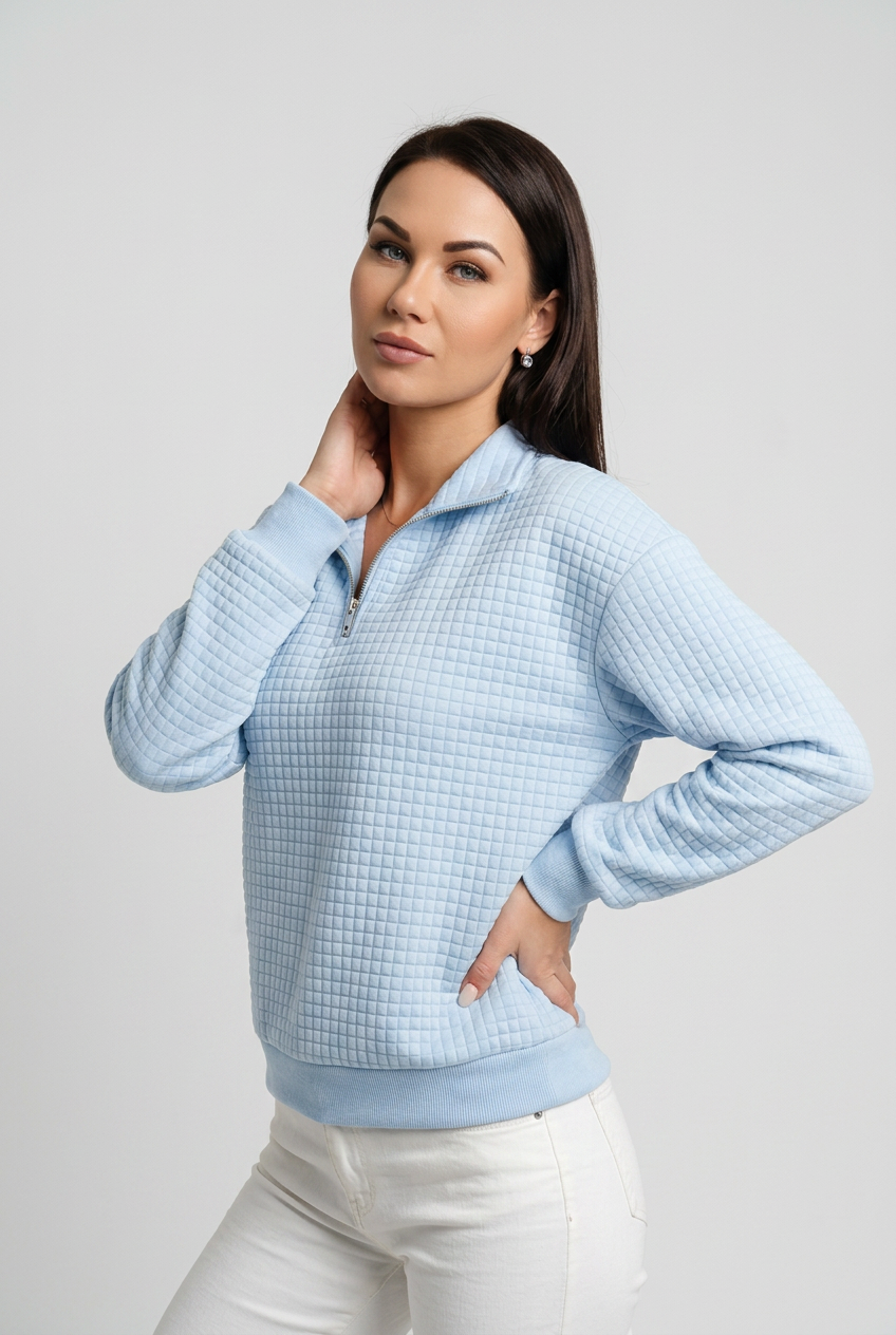 waffle-zip-sweatshirt-dam-ljus-bla-1 - Dammode [product_title] [variant_title] dam basplagg