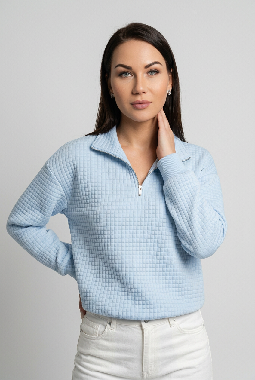 waffle-zip-sweatshirt-dam-ljus-bla-1png - Dammode [product_title] [variant_title] dam basplagg
