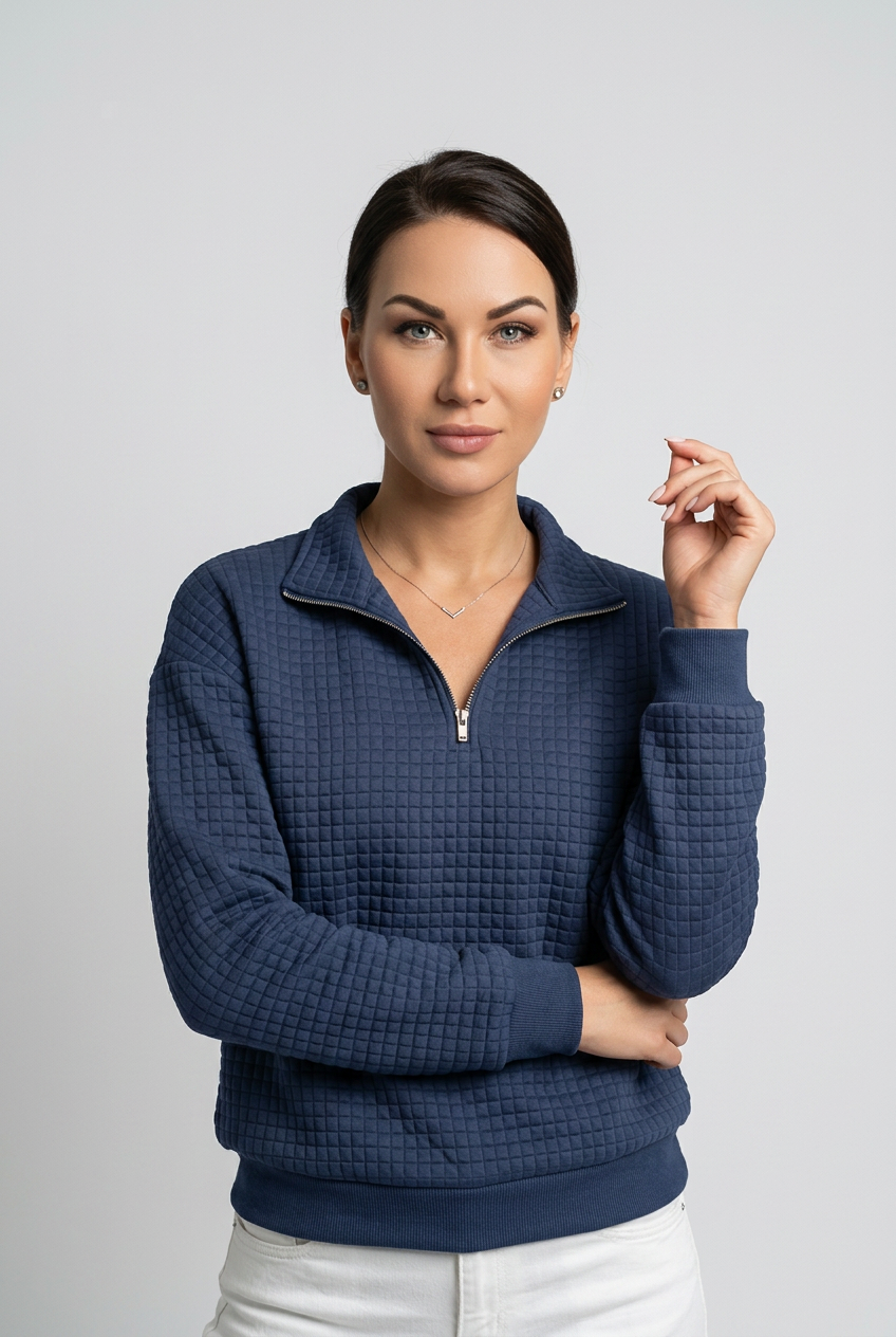 waffle-zip-sweatshirt-dam-mork-bla-1 - Dammode [product_title] [variant_title] dam basplagg