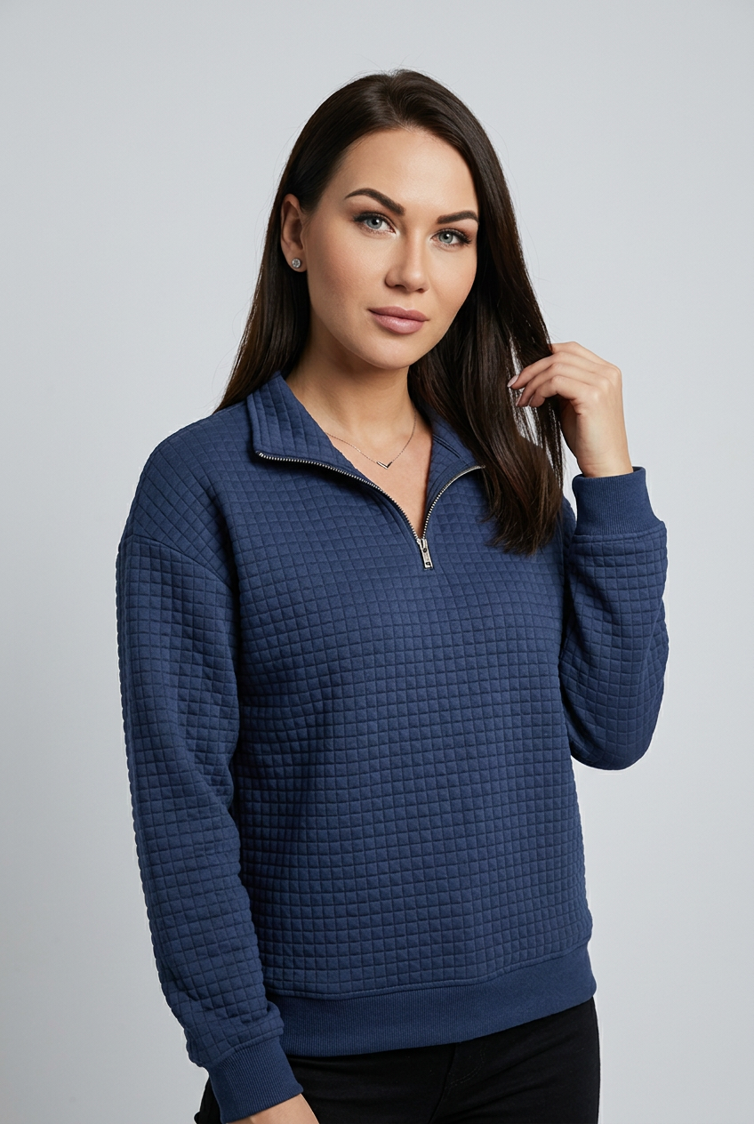 waffle-zip-sweatshirt-dam-mork-bla_jpg - Dammode [product_title] [variant_title] dam basplagg