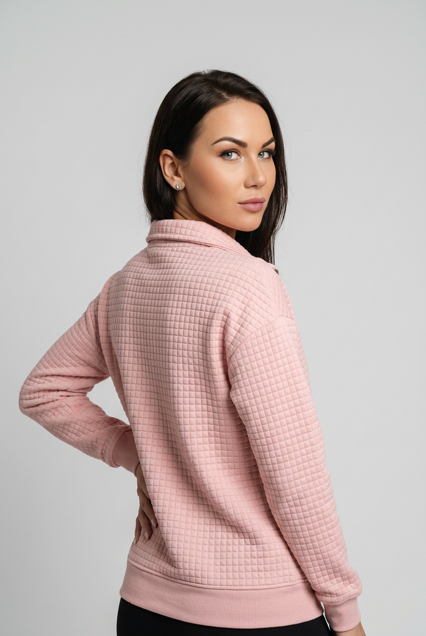 waffle-zip-sweatshirt-dam-rosa - Dammode [product_title] [variant_title] dam basplagg