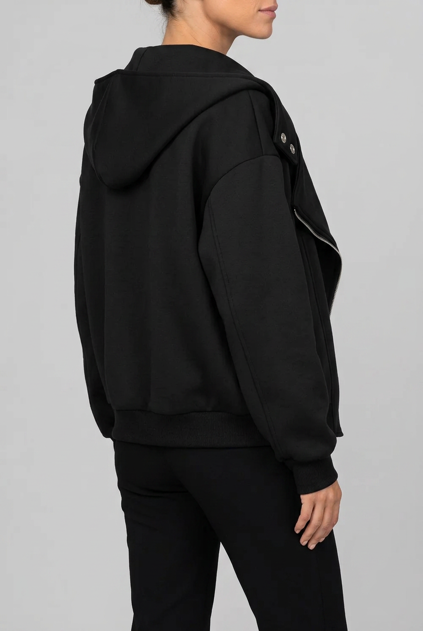 women-asymmetric-zip-hoodie-black - Dammode [product_title] [variant_title] dam basplagg
