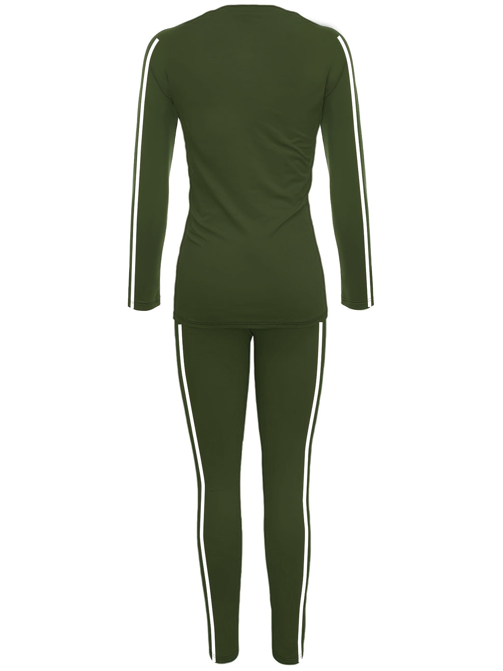 Green tracksuit with white stripes on a white background