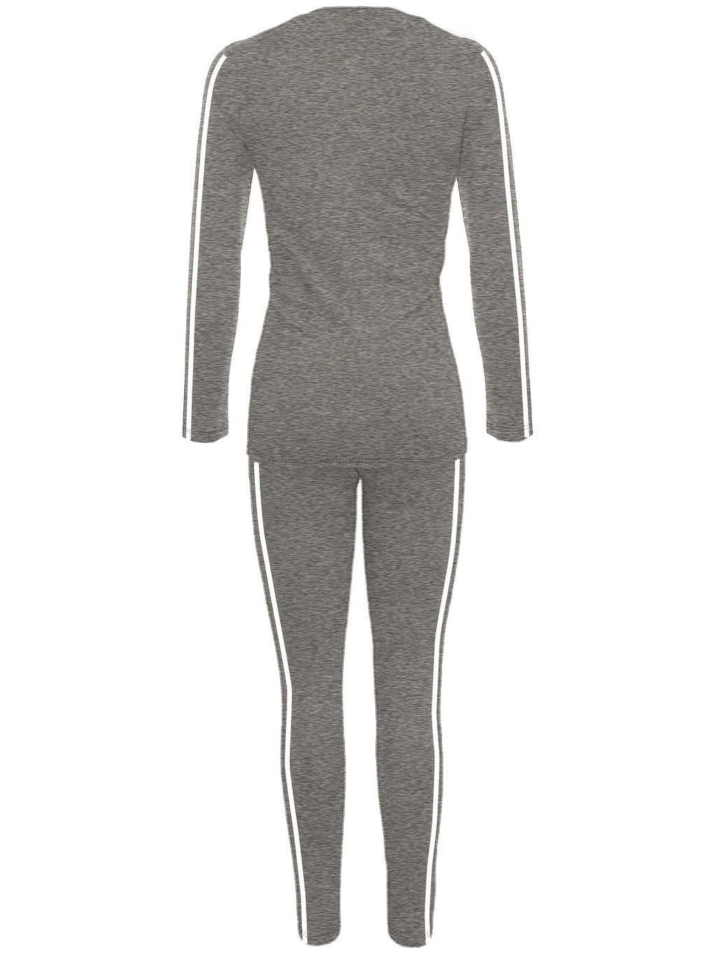 Gray tracksuit with white stripes on a white background
