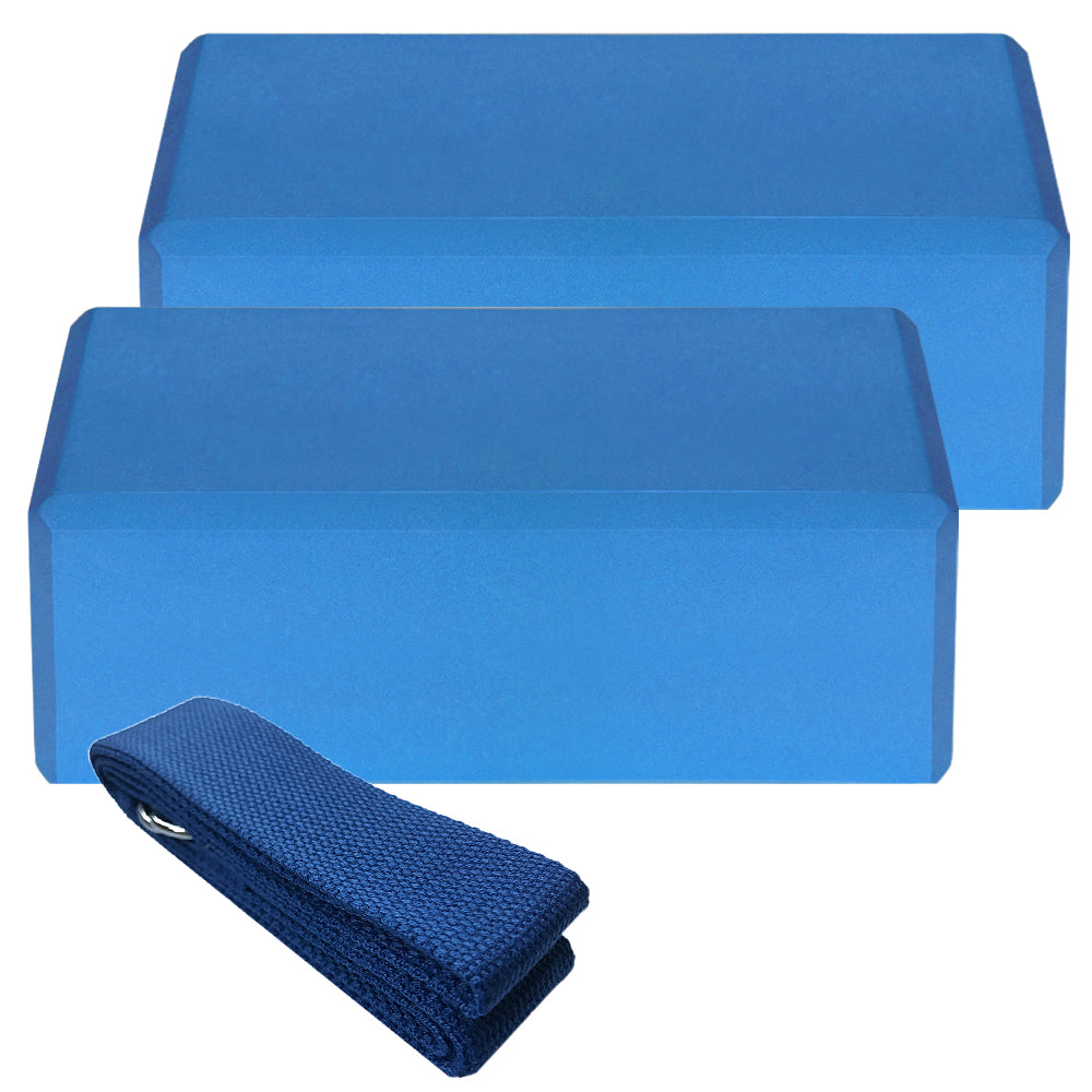 Yogablock Set med Yogarem – 3 delar