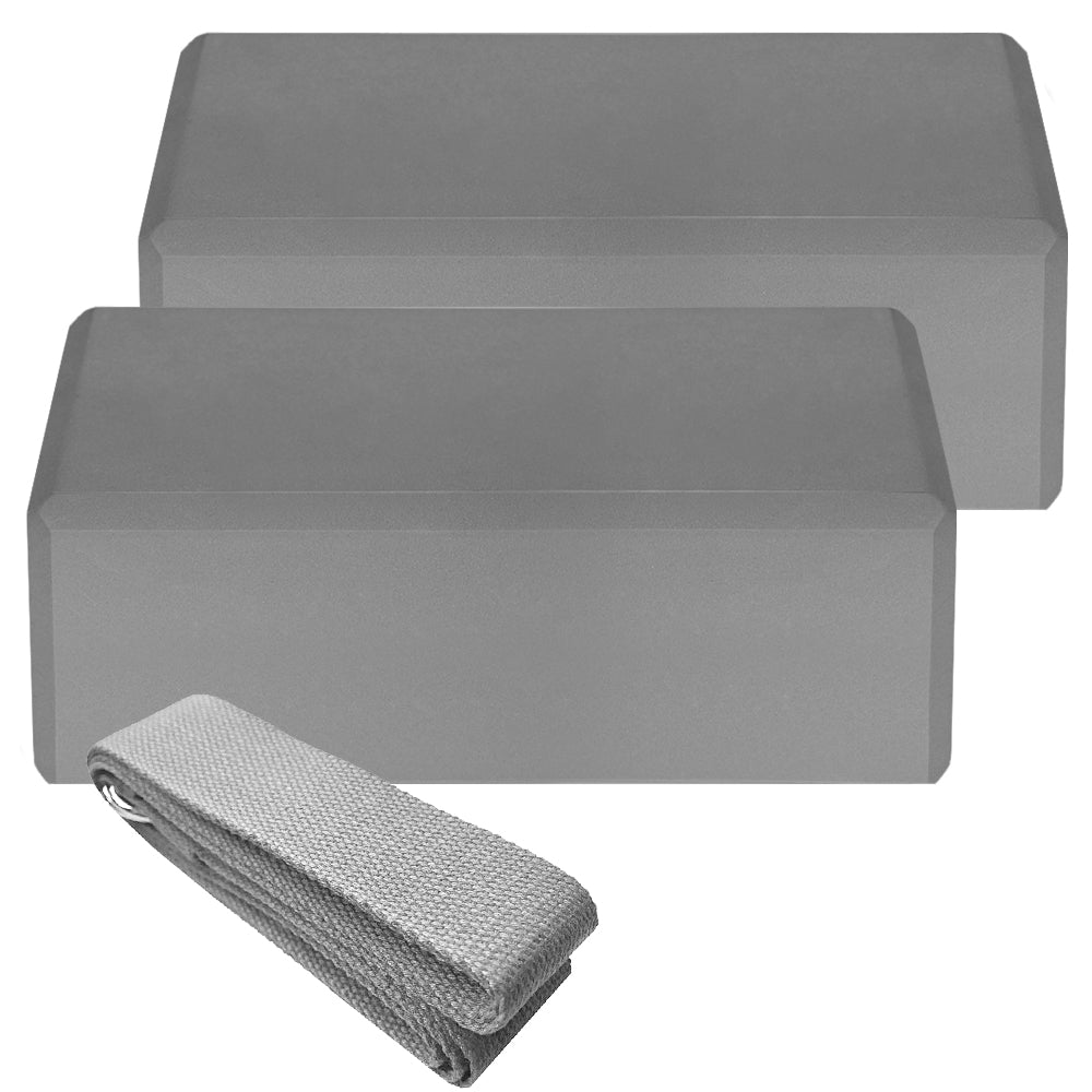 Yogablock Set med Yogarem – 3 delar
