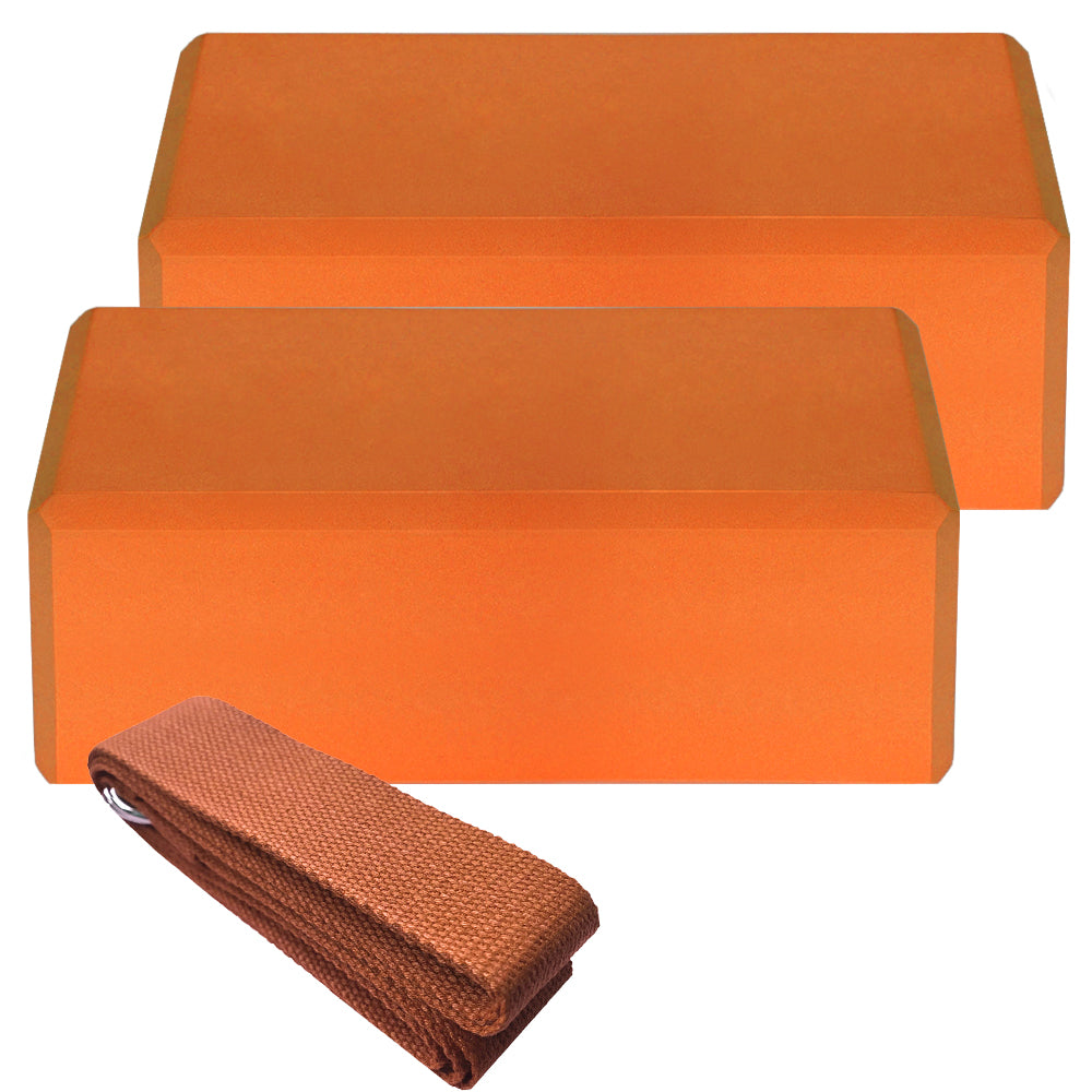 Yogablock Set med Yogarem – 3 delar