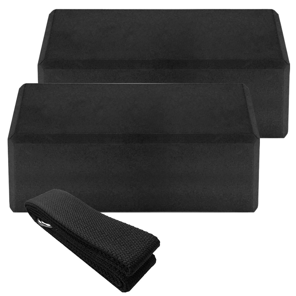 Yogablock Set med Yogarem – 3 delar